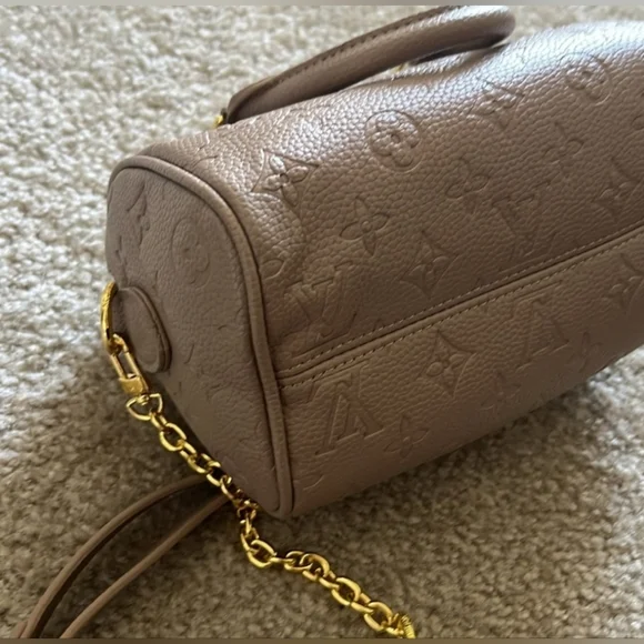 Cross-Body Taupe Satchel with Gold Accents - Picture 8 of 13